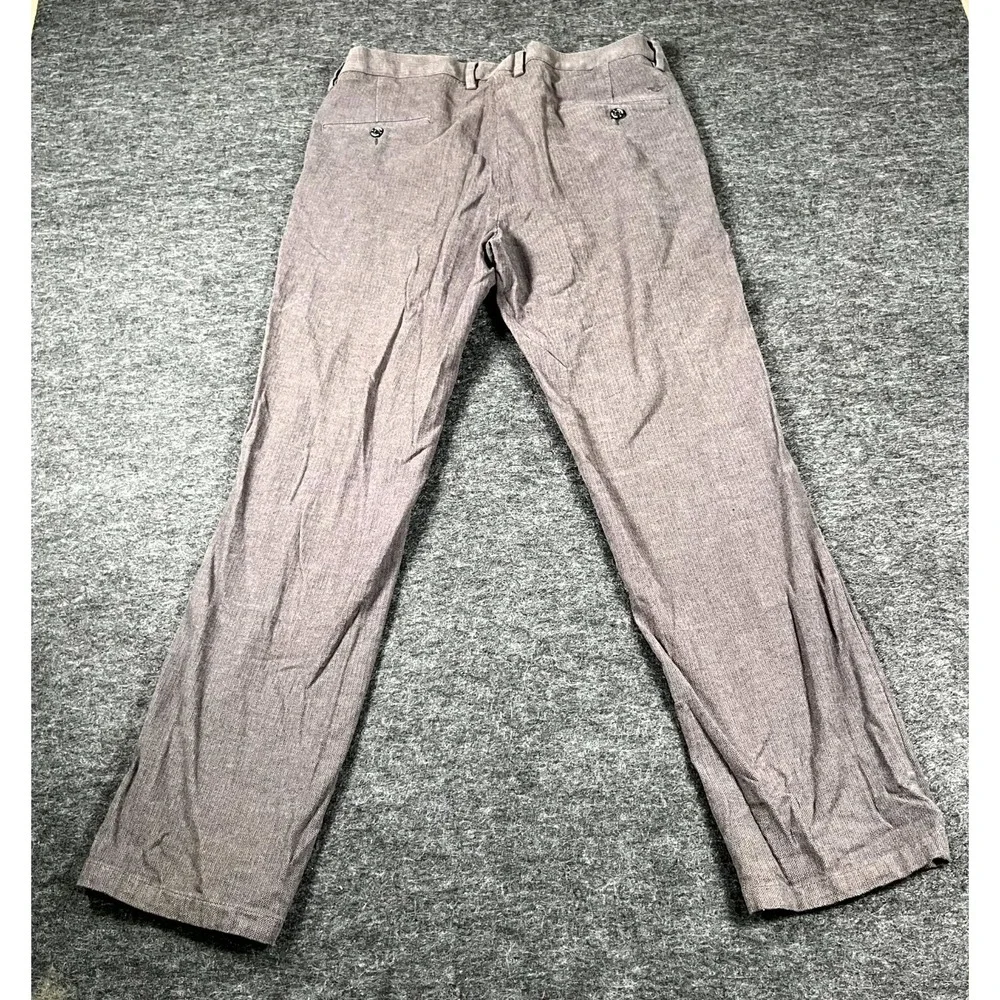 Dockers Chino Pants Mens 36x32‎ Gray Herringbone Slim Fit Stretch Flat Front